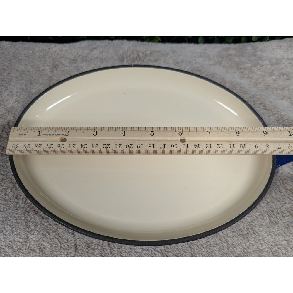 Rachael Ray Blue Enameled Cast Iron Oval Griddle Pan Skillet Helper Handle - Picture 7 of 8